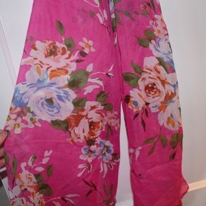 Pink floral scarf